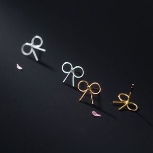 Sterling Silver Ribbon Bow Stud Earrings